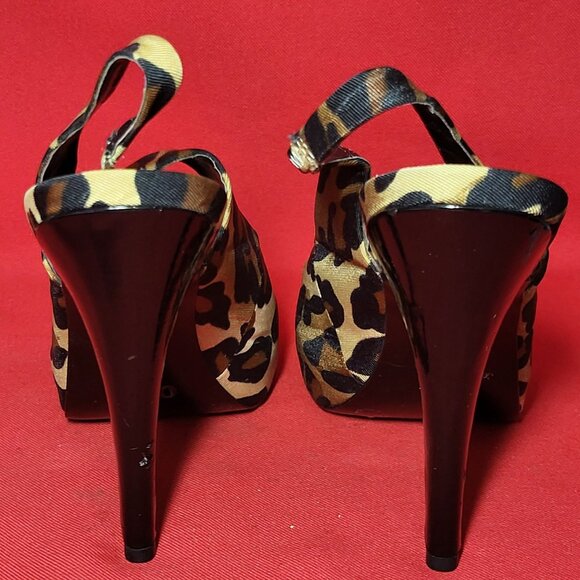 Jessica Simpson Leopard Print Peep Toe High Heel Shoes Size 71/2 B - Picture 3 of 12